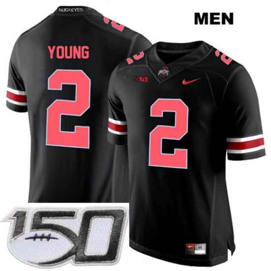Chase Young no. 2 Black Red Font Stitched Ohio State Buckeyes Authentic Nike Mens College Football Stitched 150th Anniversary Patch Jersey
